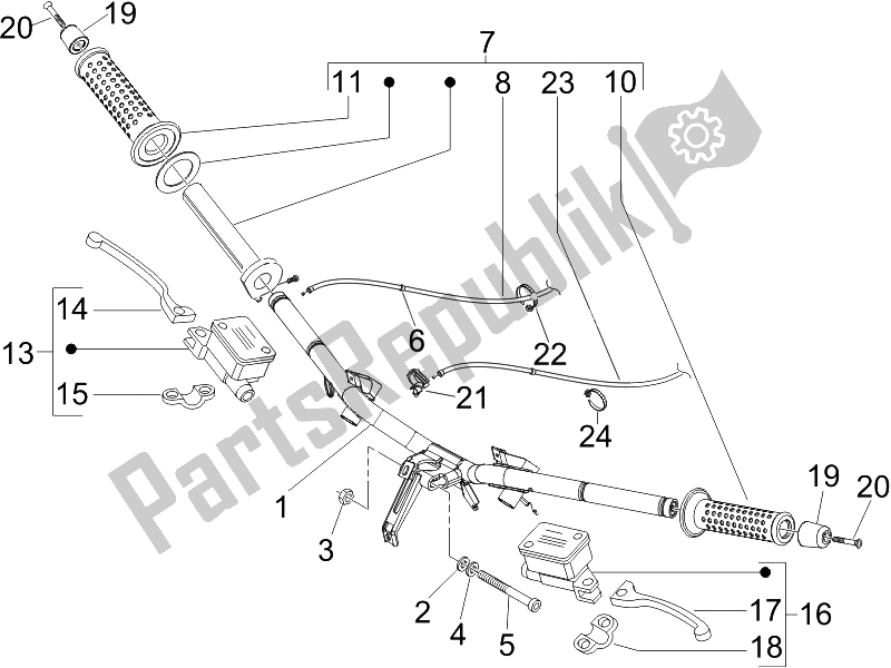 Toutes les pièces pour le Guidon - Master Cil. Du Piaggio X EVO 250 Euro 3 2007