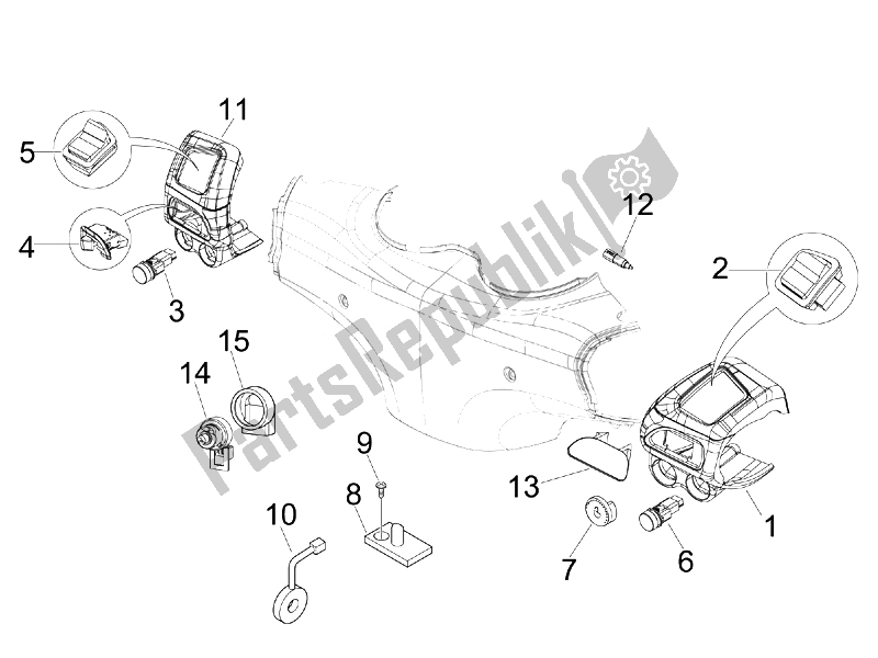 Tutte le parti per il Selettori - Interruttori - Pulsanti del Piaggio Beverly 250 Tourer E3 2007