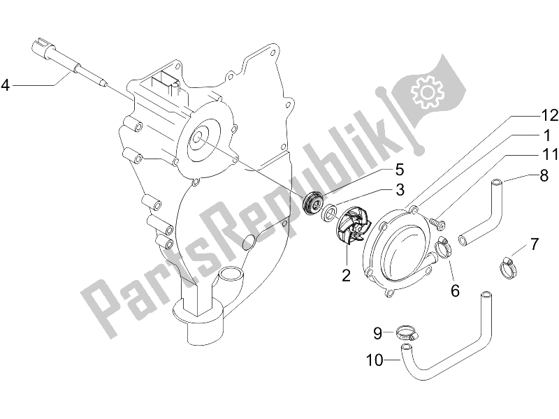 Toutes les pièces pour le Pompe De Refroidissement du Piaggio X9 500 Evolution ABS 2 2006