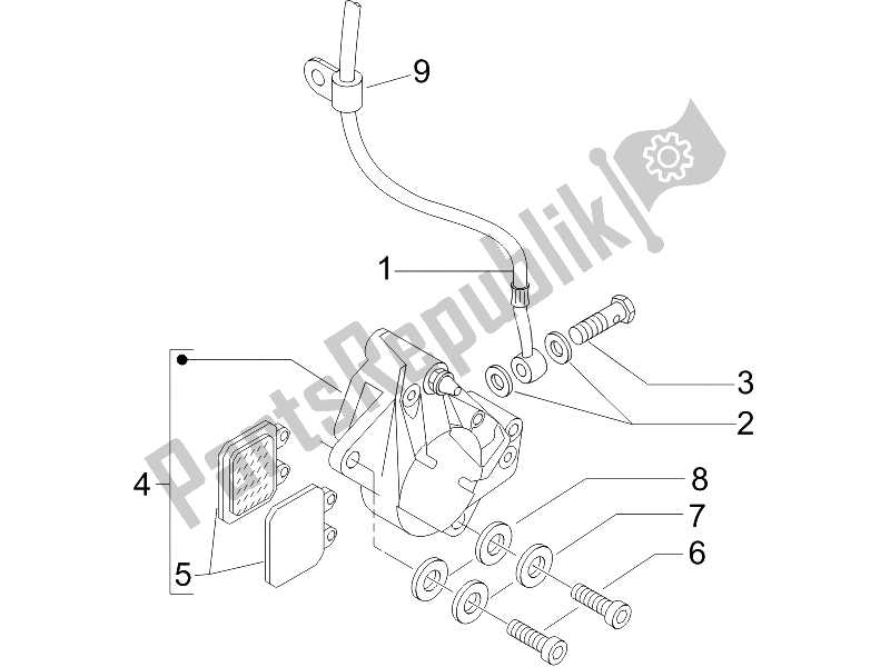 Tutte le parti per il Tubi Dei Freni - Pinze del Piaggio Liberty 200 4T Sport 2006 Tutte le parti per il Tubi Dei Freni - Pinze del Piaggio Liberty 200 4T Sport 2006