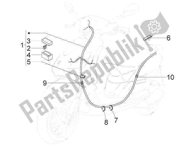 All parts for the Main Cable Harness of the Piaggio FLY 50 4T 4V USA 2011