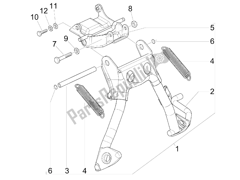 All parts for the Stand/s of the Piaggio Typhoon 50 2T E2 2009