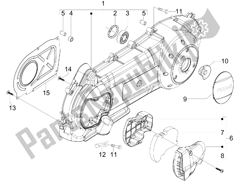 Toutes les pièces pour le Couvercle De Carter - Refroidissement Du Carter du Piaggio X7 125 Euro 3 2008