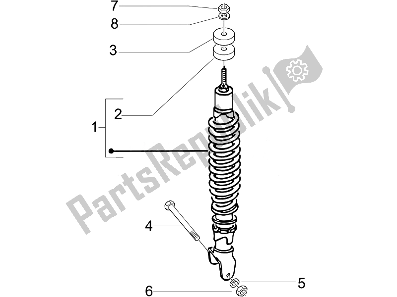 Toutes les pièces pour le Suspension Arrière - Amortisseur / S du Piaggio Liberty 50 4T PTT D 2014