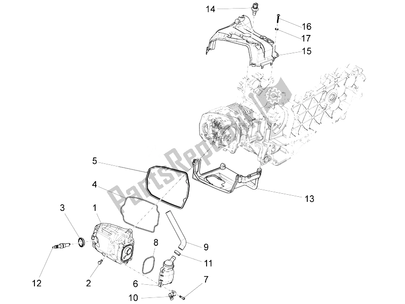 Todas las partes para Cubierta De Tapa De Cilindro de Piaggio FLY 125 4T 3V IE Vietnam 2014