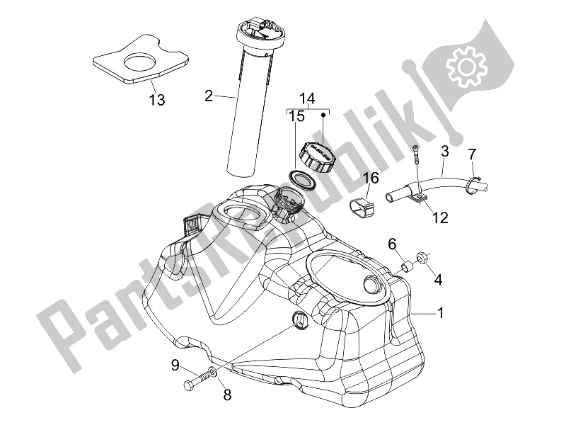 Toutes les pièces pour le Réservoir D'essence du Piaggio X EVO 250 Euro 3 UK 2007