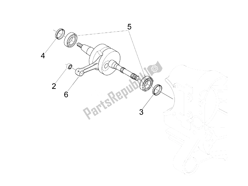 All parts for the Crankshaft of the Piaggio NRG Power Pure JET 50 2007