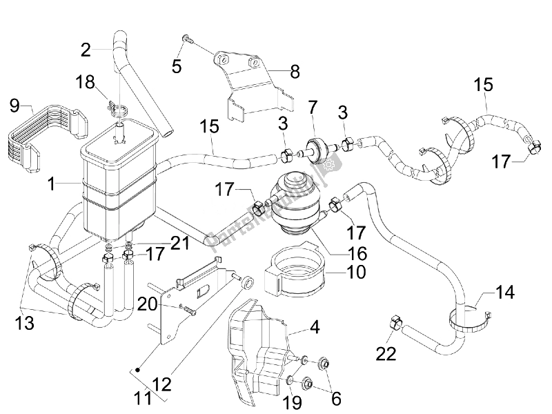 Todas las partes para Sistema Antipercolación (2) de Piaggio MP3 250 USA 2007