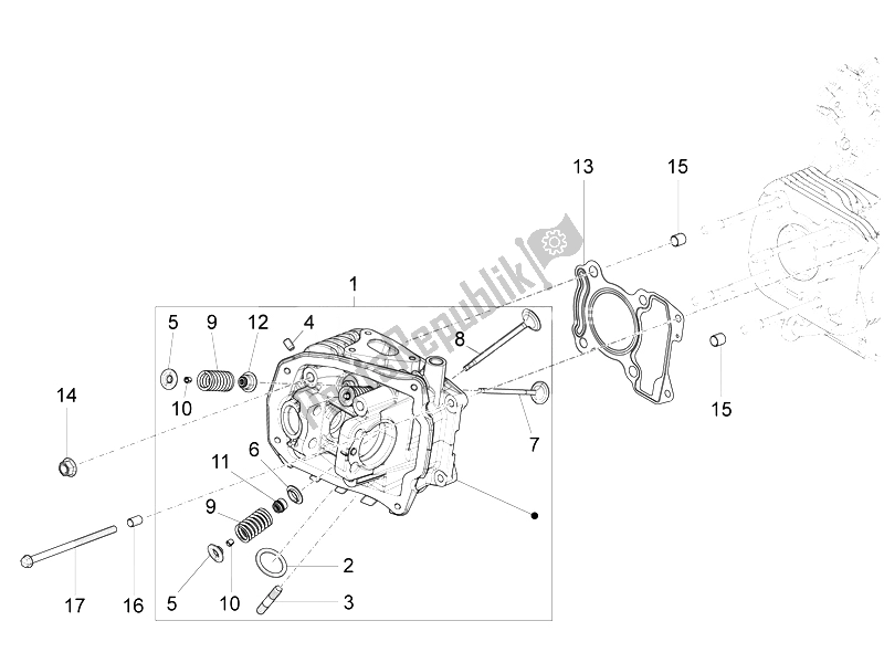Tutte le parti per il Unità Principale - Valvola del Piaggio Liberty 125 4T 3V IE E3 Vietnam 2014