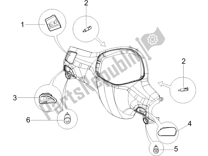 All parts for the Selectors - Switches - Buttons of the Piaggio Liberty 50 4T PTT B NL 2006