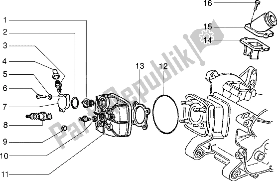 All parts for the Cylinder Head And Induction Pipe of the Piaggio NRG 50 1995