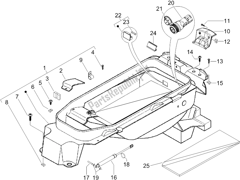 All parts for the Helmet Huosing - Undersaddle of the Piaggio X9 125 Evolution Powered 2005