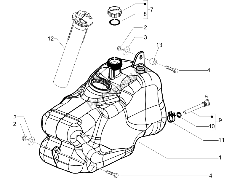 Toutes les pièces pour le Réservoir D'essence du Piaggio X8 150 Street Euro 2 2006