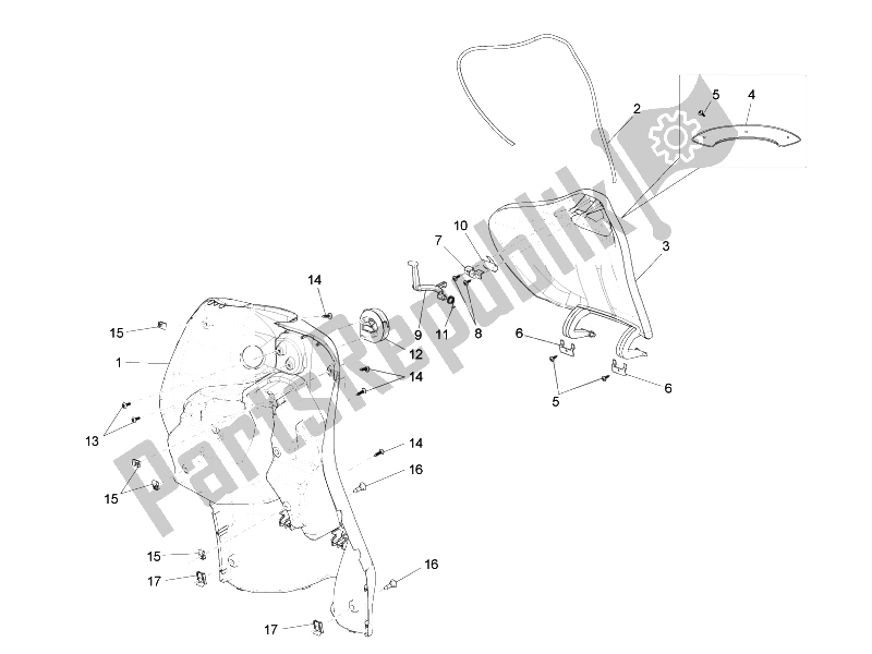 Todas las partes para Guantera Frontal - Panel De Rodilleras de Piaggio Liberty 125 4T 3V IE E3 Vietnam 2014