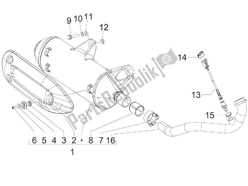 Todas las partes para Silenciador de Piaggio MP3 125 IE Touring 2011