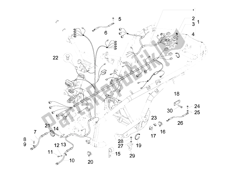 Toutes les pièces pour le Faisceau De Câbles Principal du Piaggio MP3 300 IE MIC 2010