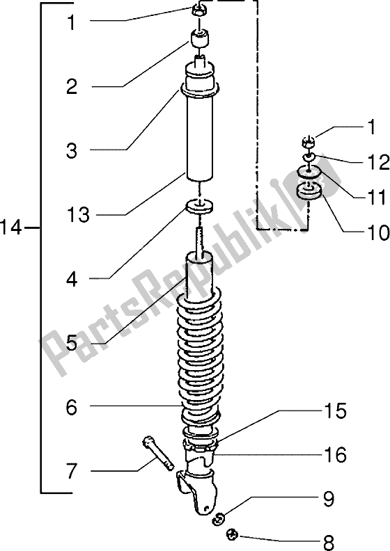 All parts for the Rear Shock Absorber of the Piaggio Sfera RST 80 1994