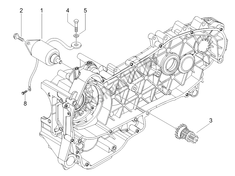 All parts for the Stater - Electric Starter (2) of the Piaggio FLY 150 4T USA 2007