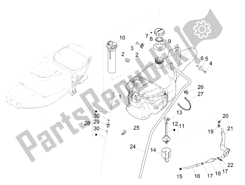 Toutes les pièces pour le Réservoir D'essence du Piaggio Liberty 50 4T PTT 2014