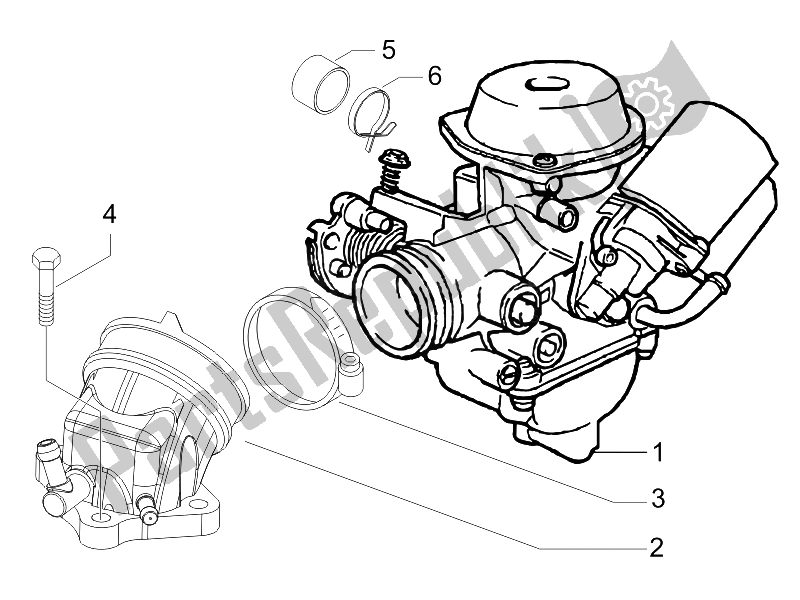 Tutte le parti per il Carburatore, Gruppo - Raccordo del Piaggio BV 250 USA 2006