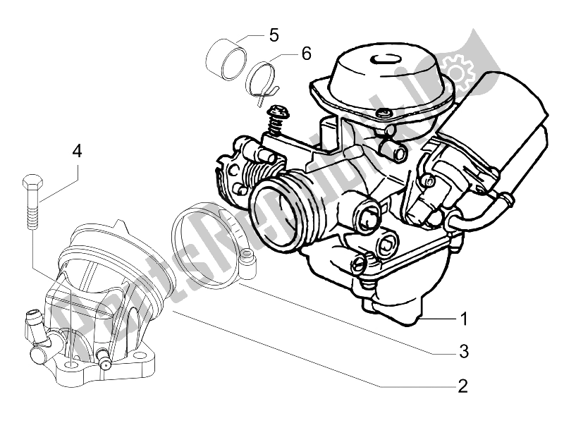 Todas las partes para Carburador, Montaje - Tubo De Unión de Piaggio BV 250 USA 2006