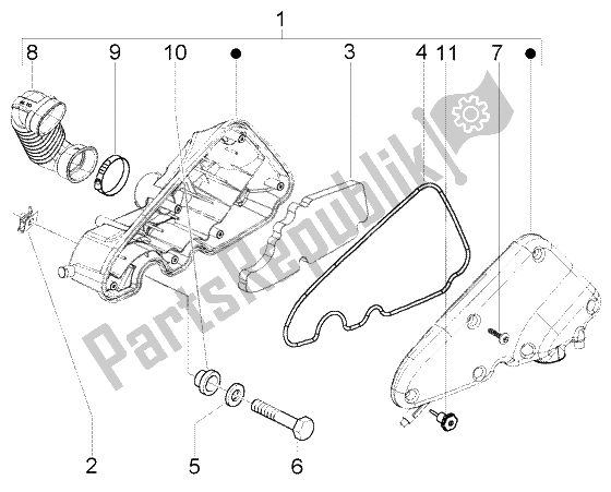 All parts for the Air Cleaner of the Piaggio FLY 50 4T 2007