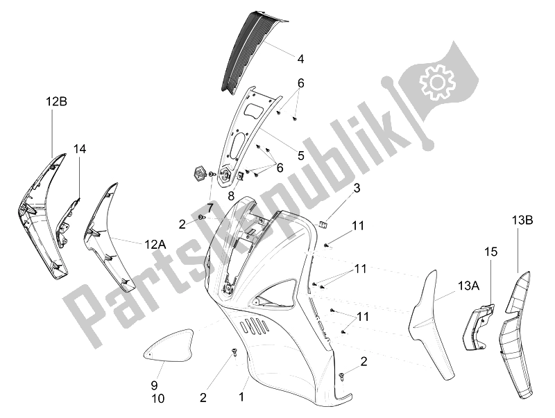 Todas las partes para Escudo Delantero de Piaggio Liberty 125 4T 3V IE E3 2014