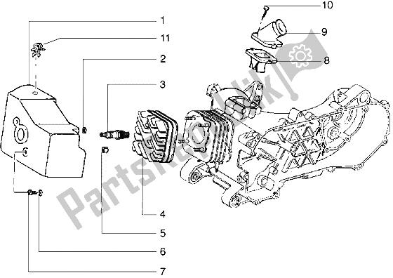 All parts for the Cylinder Head-cooling Hood-inlet And Induction Pipe of the Piaggio Liberty 50 2T 1997