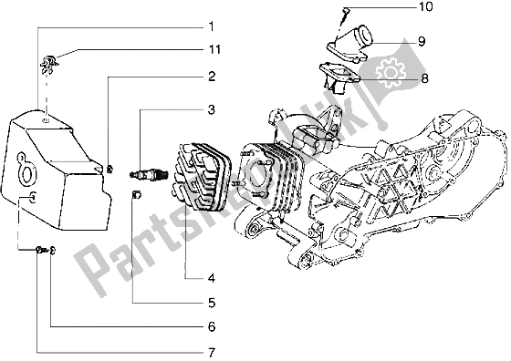 Alle onderdelen voor de Cilinderkop-koelkap-inlaat En Inductiepijp van de Piaggio Liberty 50 2T 1997