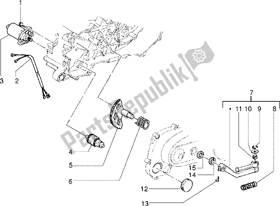 All parts for the Starting Motor-starter Lever of the Piaggio NRG Extreme 50 1999