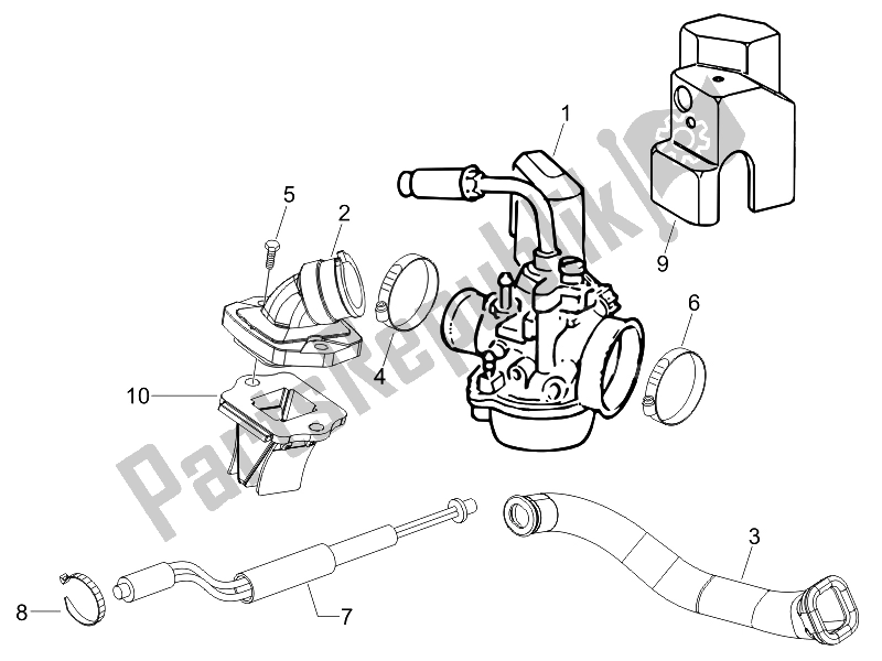 Toutes les pièces pour le Carburateur, Montage - Tuyau Union du Piaggio NRG Power DT Serie Speciale D 50 2007