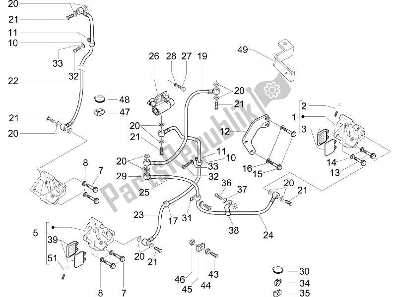 Toutes les pièces pour le Tuyaux De Freins - étriers du Piaggio X9 500 Evolution 2006