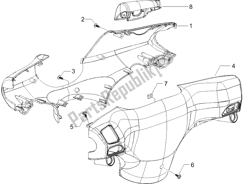 Toutes les pièces pour le Couvertures De Guidon du Piaggio ZIP 50 4T 25 KMH 2006