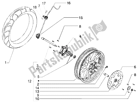 Toutes les pièces pour le Roue Avant du Piaggio Beverly 250 RST 2004