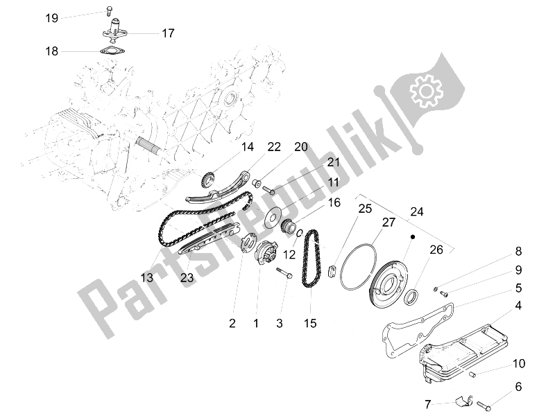 All parts for the Oil Pump of the Piaggio Liberty 150 Iget 4T 3V IE ABS EU 2015