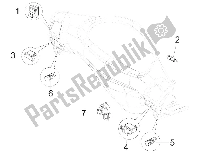 Toutes les pièces pour le Sélecteurs - Interrupteurs - Boutons du Piaggio FLY 50 4T 4V USA 2011