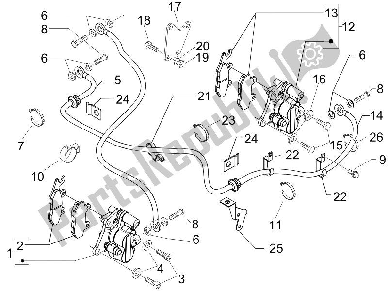 Toutes les pièces pour le Tuyaux De Freins - étriers du Piaggio Beverly 400 IE E3 2006