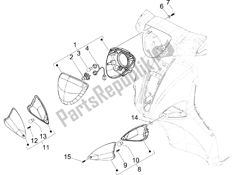 Toutes les pièces pour le Phares Avant - Clignotants du Piaggio Liberty 50 2T UK 2007