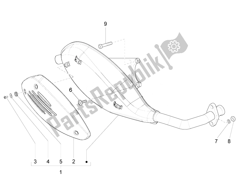 Toutes les pièces pour le Silencieux du Piaggio FLY 50 4T 4V USA 2 2014