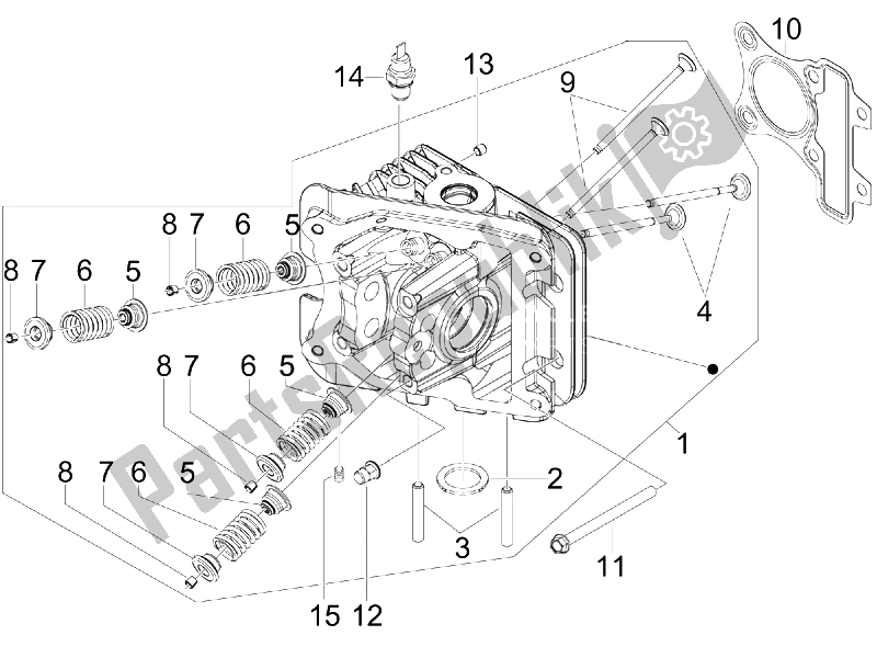 Toutes les pièces pour le Unité De Tête - Valve du Piaggio Typhoon 50 4T 4V E2 USA 2012