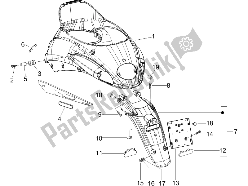 Alle onderdelen voor de Achterklep - Spatscherm van de Piaggio Liberty 50 4T Delivery 2010