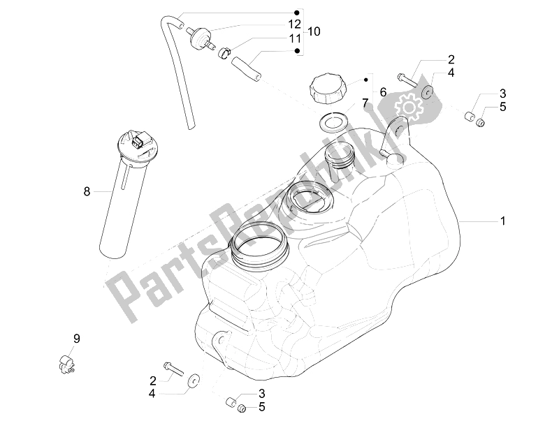 All parts for the Fuel Tank of the Piaggio MP3 500 LT Sport 2014