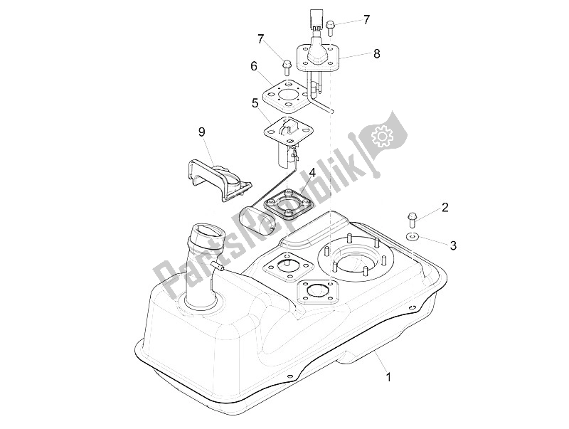 Alle onderdelen voor de Benzinetank van de Piaggio FLY 150 4T 3V IE USA 2016