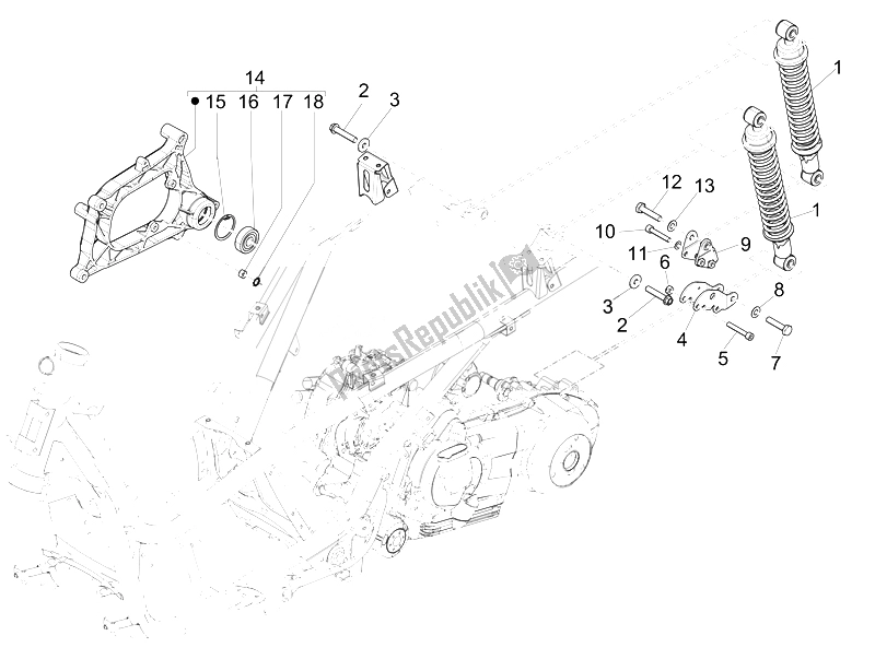 Toutes les pièces pour le Suspension Arrière - Amortisseur / S du Piaggio X EVO 125 Euro 3 2007