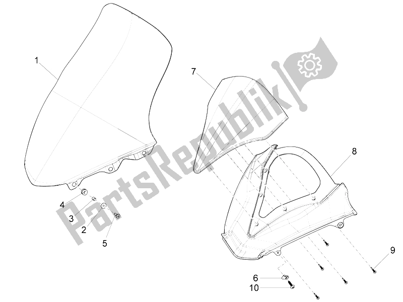 Toutes les pièces pour le Pare-brise - Verre du Piaggio X 10 350 4T 4V I E E3 2012