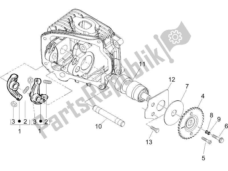 Toutes les pièces pour le Leviers à Bascule Support Unité du Piaggio Liberty 125 4T PTT I 2006