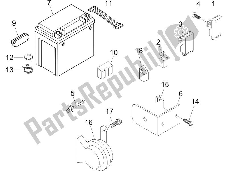 Todas las partes para Interruptores De Control Remoto - Batería - Bocina de Piaggio X9 250 Evolution 2006