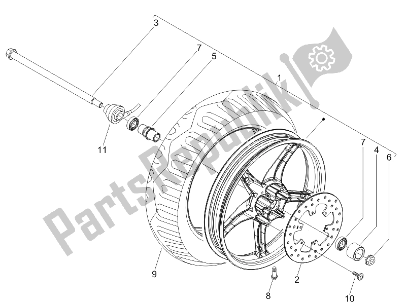 All parts for the Front Wheel of the Piaggio Liberty 125 4T Sport E3 2006