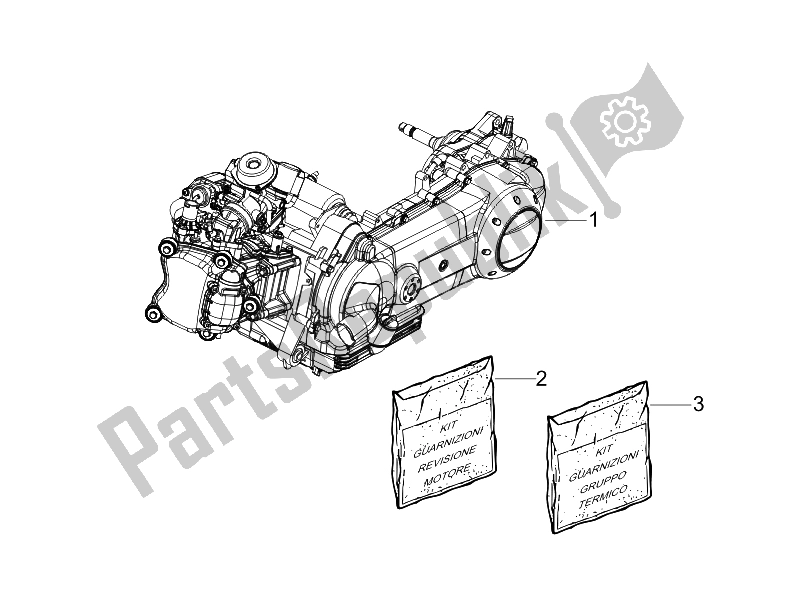 Tutte le parti per il Motore, Assemblaggio del Piaggio Beverly 125 Tourer E3 2007