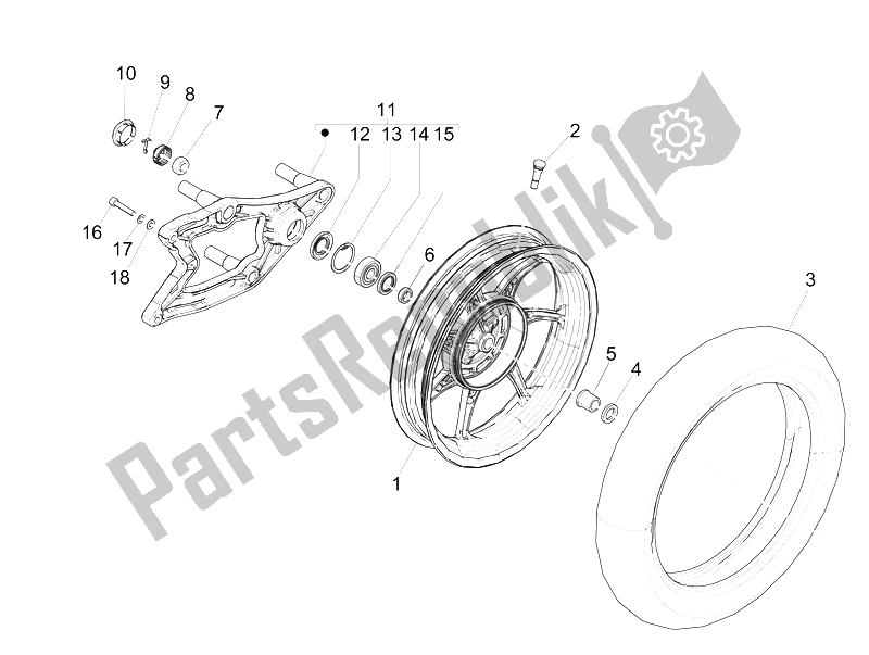 Toutes les pièces pour le Roue Arrière du Piaggio Liberty 125 Iget 4T 3V IE ABS EU 2015